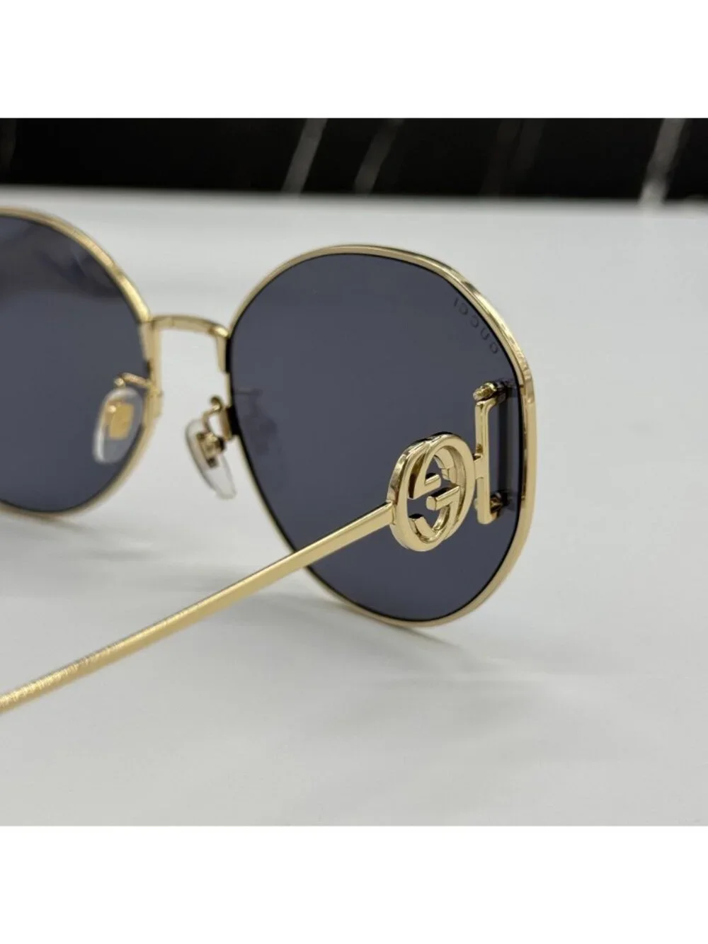 New Gucci GG1206SA 002 Women Oversized Gold Gray Sunglasses